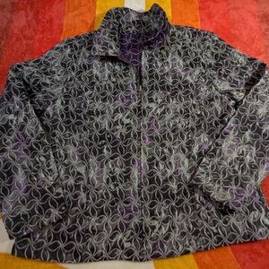 CJ Banks REVERSIBLE Quilted Patterned Jacket, Purple Gray Black 1X Shacket